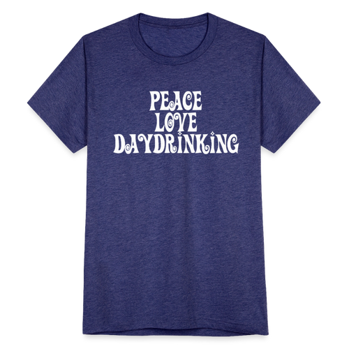 Peace Love Daydrinking Groovy T - heather indigo