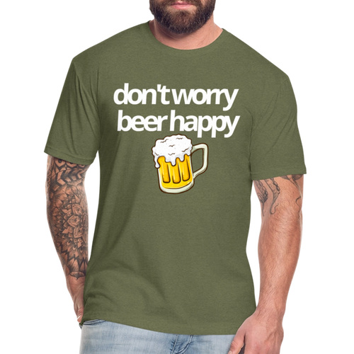 Don't Worry Beer Happy T - heather military green