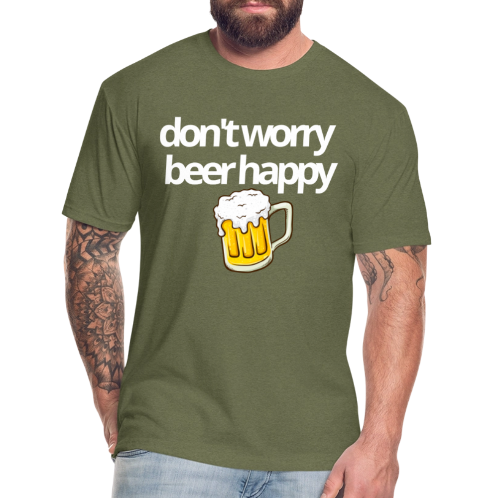 Don't Worry Beer Happy T - heather military green