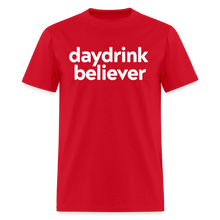 Daydrink Believer t-shirt: Spreading the gospel of bottomless since brunch began. - red
