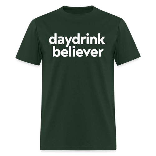 Daydrink Believer t-shirt: Spreading the gospel of bottomless since brunch began. - forest green