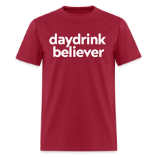 Daydrink Believer t-shirt: Spreading the gospel of bottomless since brunch began. - dark red
