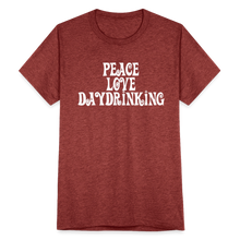 Peace Love Daydrinking Groovy T - heather cranberry