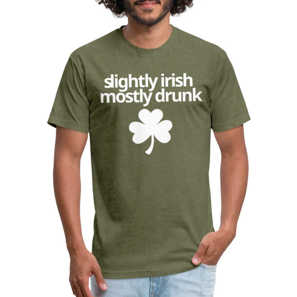 Slightly Irish Mostly Drunk T - heather military green