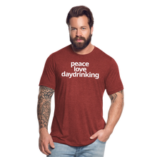 Peace Love Daydrinking T - heather cranberry