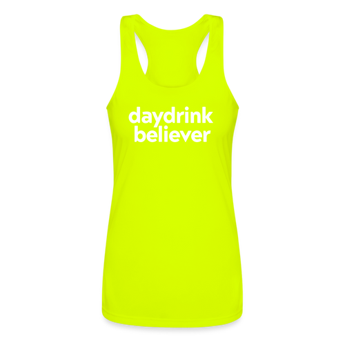 Daydrink Believer Women’s Performance Racerback Tank Top - neon yellow