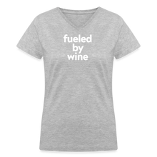 Fueled by Wine Women's V-Neck T-Shirt - gray