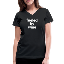 Fueled by Wine Women's V-Neck T-Shirt - black