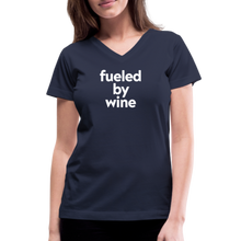 Fueled by Wine Women's V-Neck T-Shirt - navy