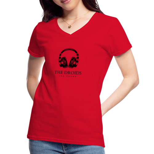 The Droids Headphones Women's V-Neck T-Shirt - red